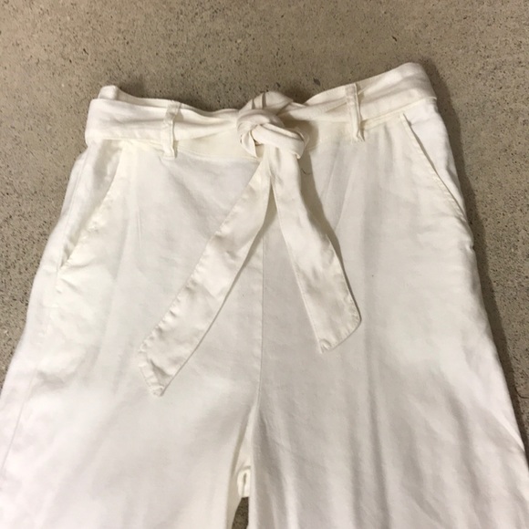 Splendid Wide leg cropped white linen pants Sz S - Picture 2 of 6